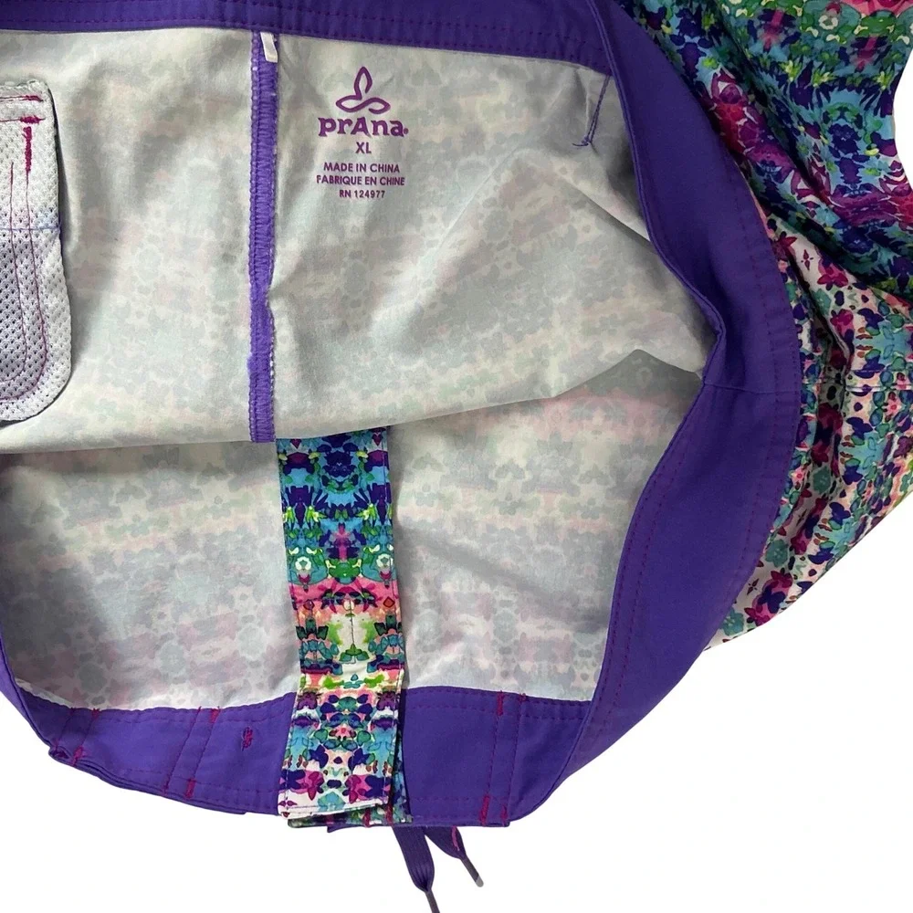 Prana Women Purple Multicolor Geometric Board Shorts XL‎ Swim Surf RN124977